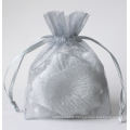 Drawstring Gift Pouches Made of Organza with Gold Foil Stamping